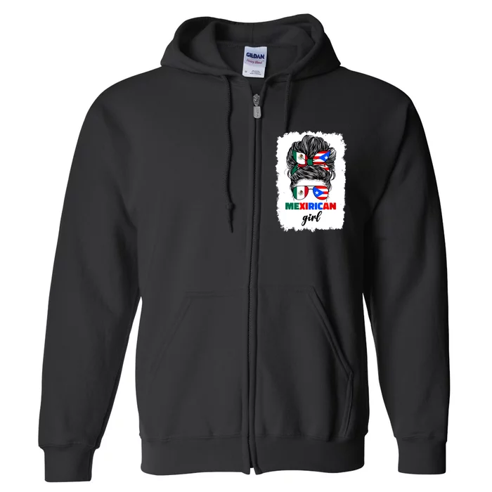 Mexirican Girl Mix Half Mexican And Puerto Rican Rico Flag Full Zip Hoodie