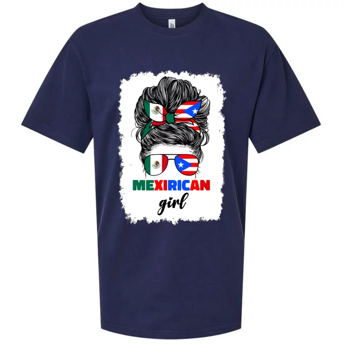 Mexirican Girl Mix Half Mexican And Puerto Rican Rico Flag Sueded Cloud Jersey T-Shirt