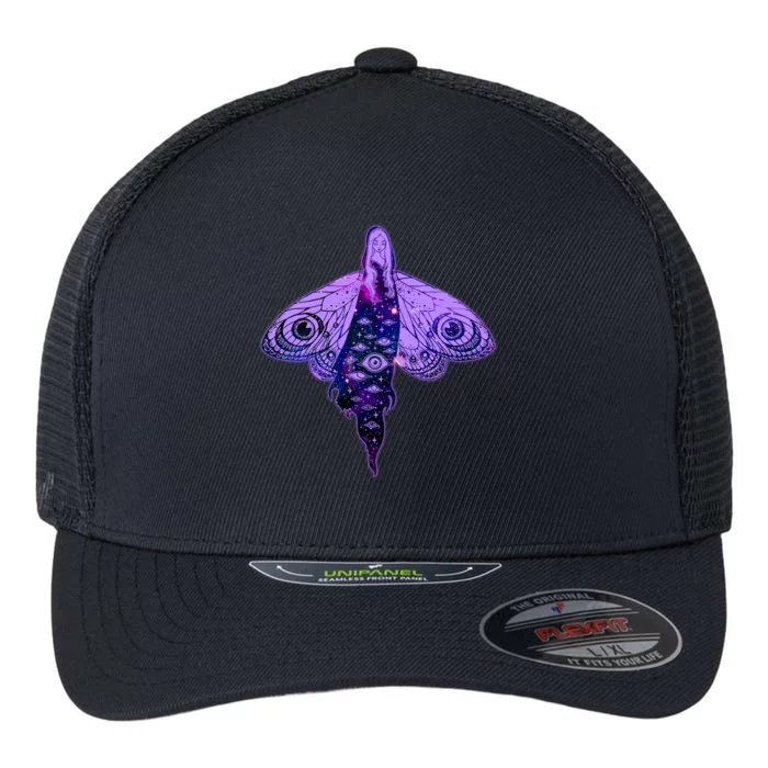 Mystical Gothic Moth Girl Flexfit Unipanel Trucker Cap