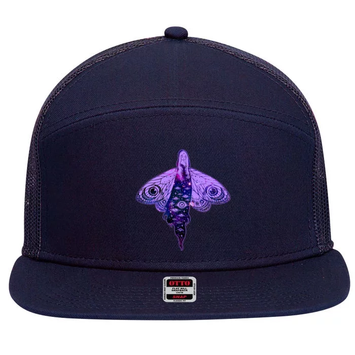 Mystical Gothic Moth Girl 7 Panel Mesh Trucker Snapback Hat