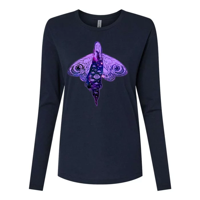 Mystical Gothic Moth Girl Womens Cotton Relaxed Long Sleeve T-Shirt