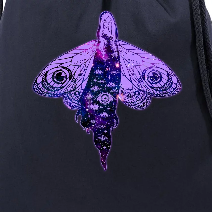 Mystical Gothic Moth Girl Drawstring Bag