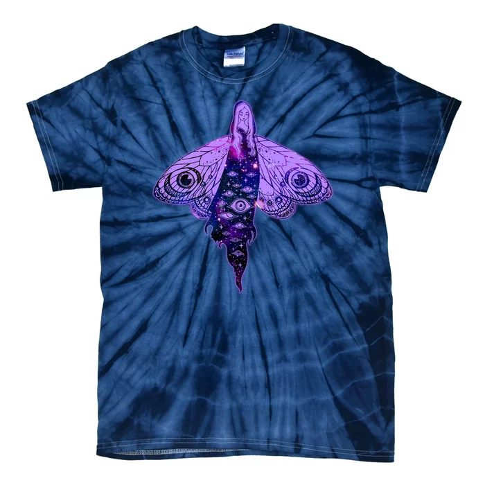 Mystical Gothic Moth Girl Tie-Dye T-Shirt