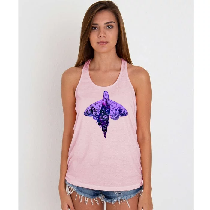 Mystical Gothic Moth Girl Women's Knotted Racerback Tank