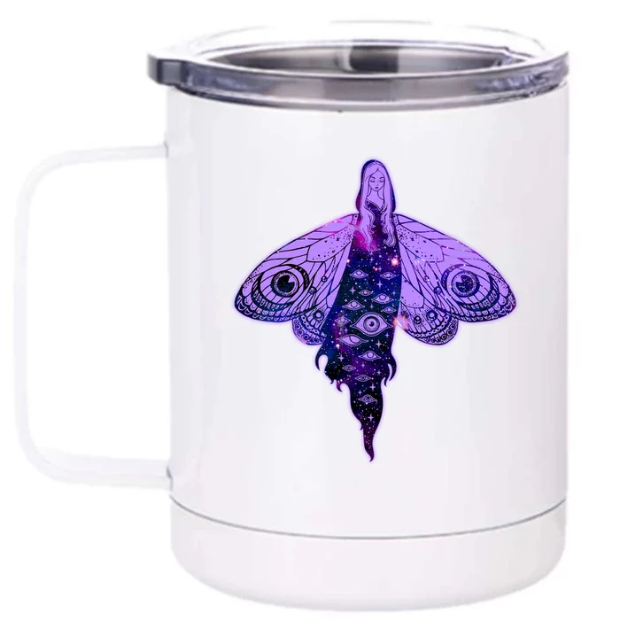 Mystical Gothic Moth Girl Front & Back 12oz Stainless Steel Tumbler Cup