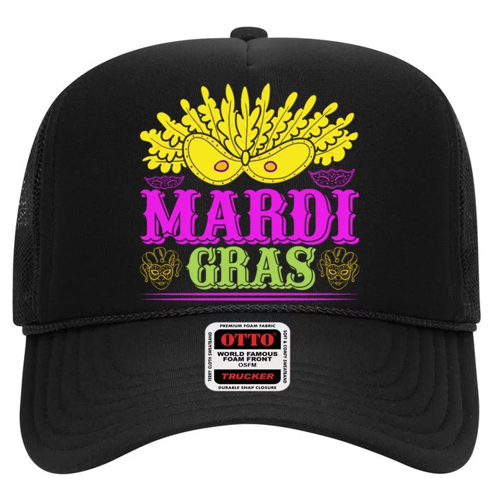 Mardi Gras High Crown Mesh Trucker Hat