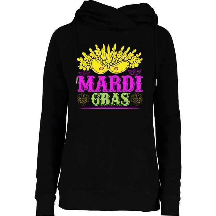 Mardi Gras Womens Funnel Neck Pullover Hood