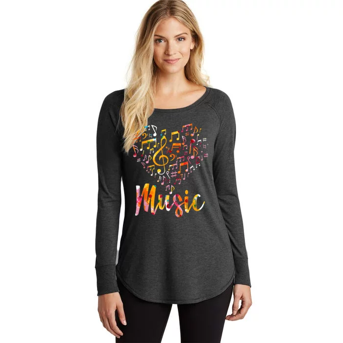 Musician Gift Musical Instrument Music Notes Treble Clef Women's Perfect Tri Tunic Long Sleeve Shirt