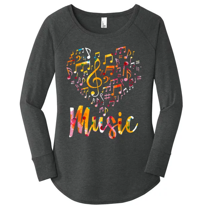 Musician Gift Musical Instrument Music Notes Treble Clef Women's Perfect Tri Tunic Long Sleeve Shirt