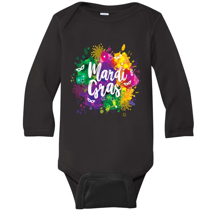 Mardi Gras, Funny Mardi Gras Baby Long Sleeve Bodysuit