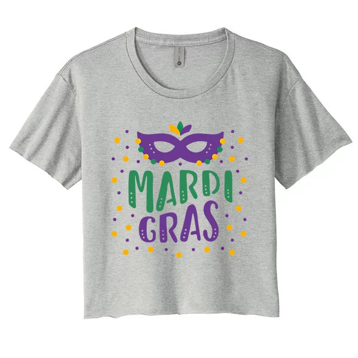 Mardi Gras Mask Beads Carnival Fat Tuesday New Orleans Cute Gift Women's Crop Top Tee