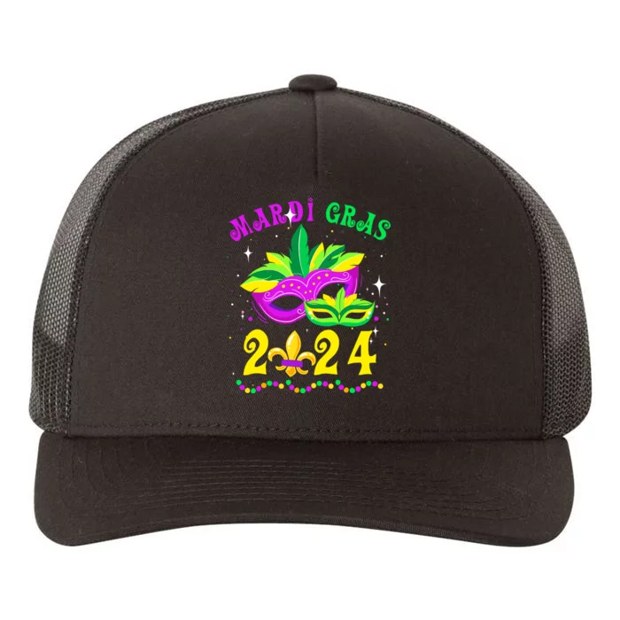 Mardi Gras Mardi Gras Beads Mask Joker Hat Carnival 2024 Yupoong Adult 5-Panel Trucker Hat