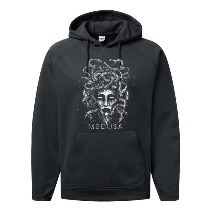 Medusa Greek Mythology Goddess With Snake Hair Performance Fleece Hoodie