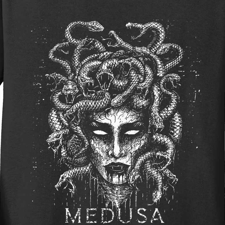 Medusa Greek Mythology Goddess With Snake Hair Kids Long Sleeve Shirt