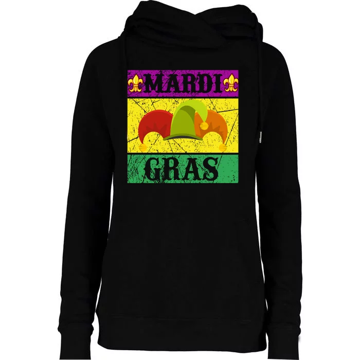 Mardi Gras Womens Funnel Neck Pullover Hood