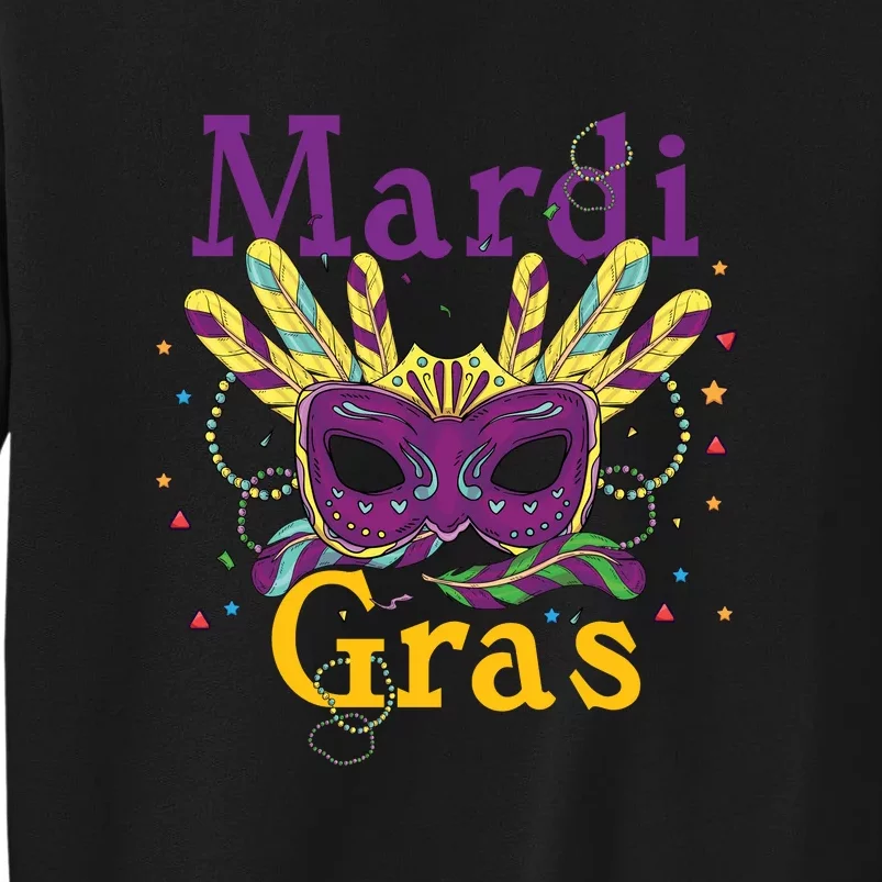 Mardi Gras Mask Celebration Fat Tuesday Gift Fleur De Lis Tall Sweatshirt