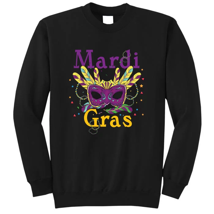 Mardi Gras Mask Celebration Fat Tuesday Gift Fleur De Lis Tall Sweatshirt