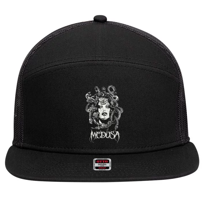 Medusa Greek Mythology Gothic 7 Panel Mesh Trucker Snapback Hat