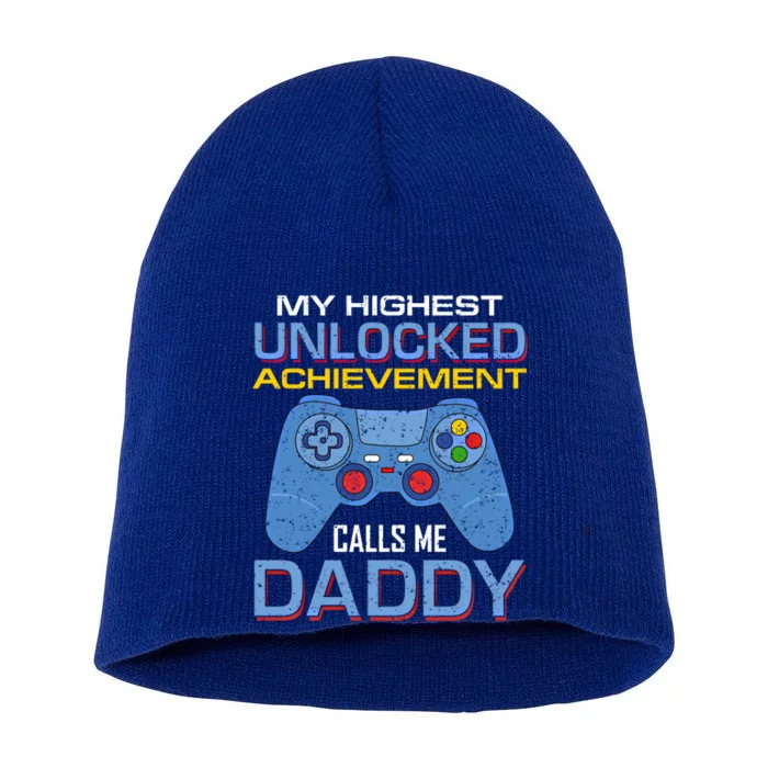 Man Gift My Highest Unlocked Achievet Calls Me Daddy Gift Short Acrylic Beanie