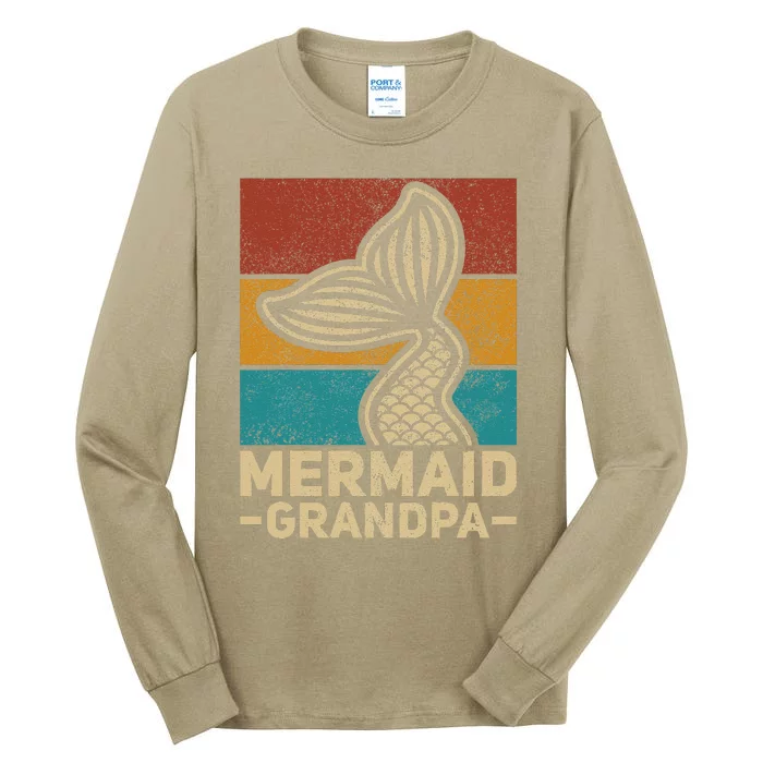 Mermaid Grandpa Mermaid Birthday Party Grandfather Outfit Tall Long Sleeve T-Shirt