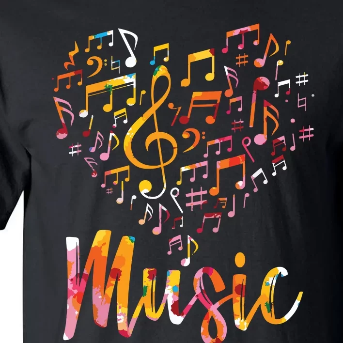 Musician Gift Musical Instrument Music Notes Treble Clef Tall T-Shirt