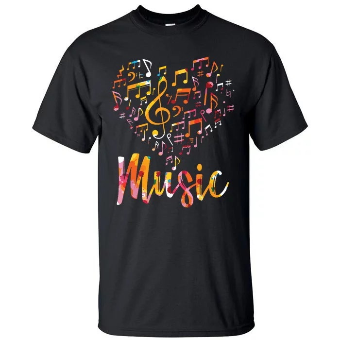 Musician Gift Musical Instrument Music Notes Treble Clef Tall T-Shirt