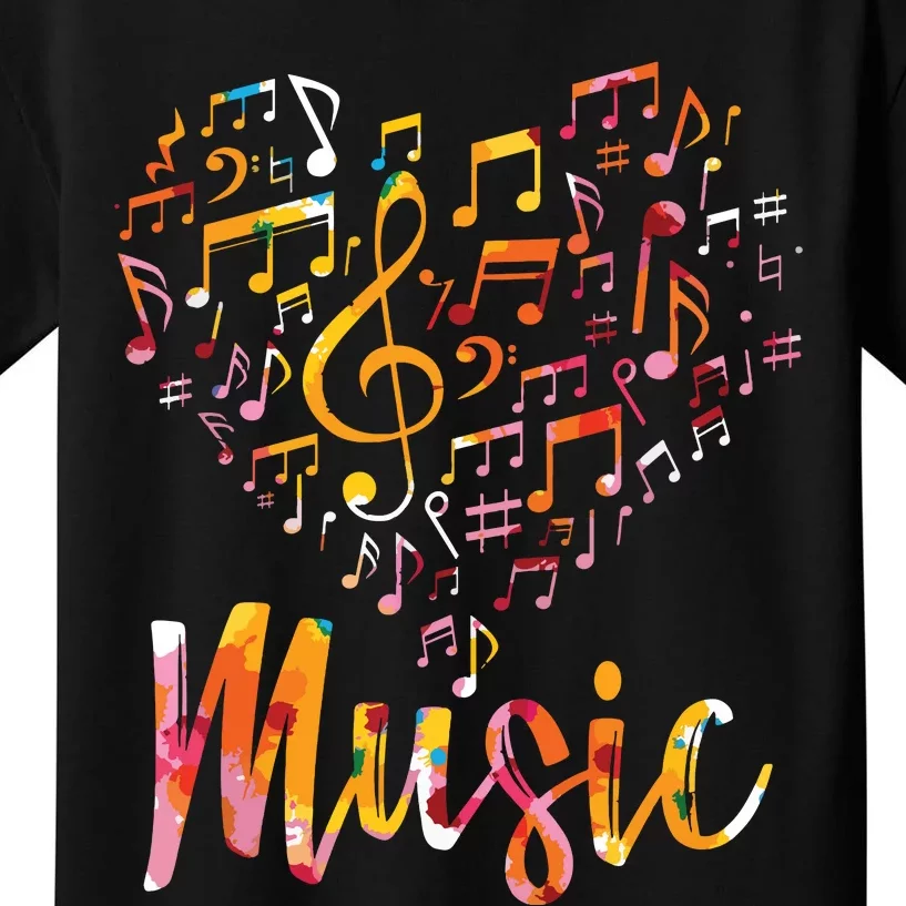 Musician Gift Musical Instrument Music Notes Treble Clef Kids T-Shirt