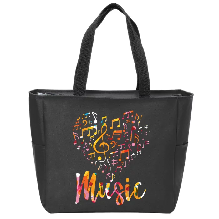 Musician Gift Musical Instrument Music Notes Treble Clef Zip Tote Bag