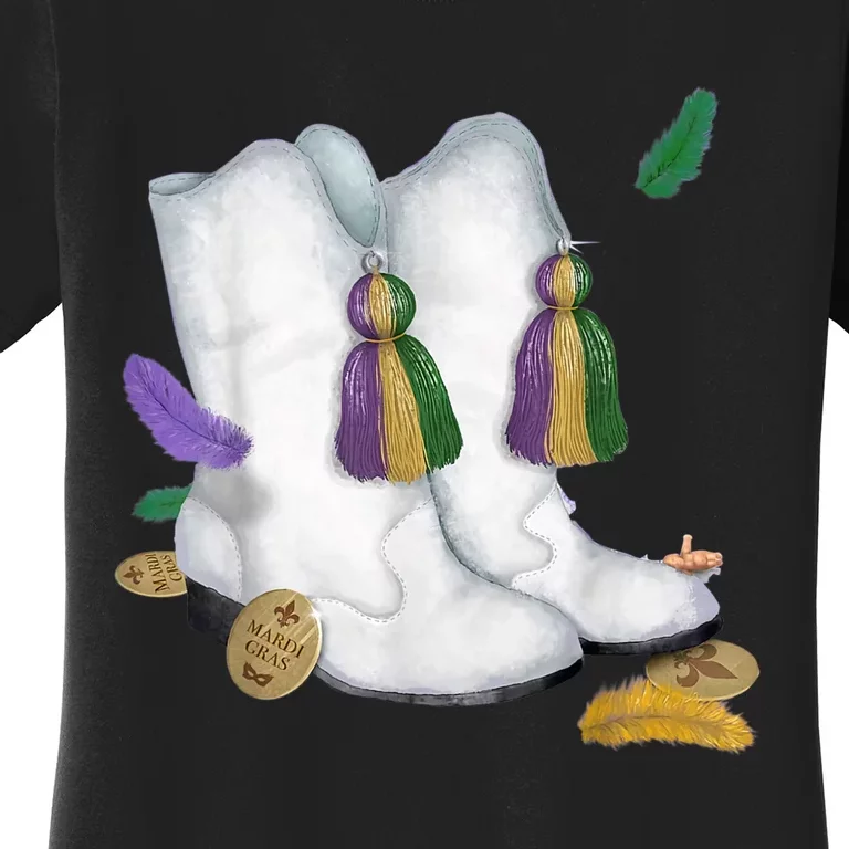 Mardi Gras Majorette Boots Funny Parade Festival Party Women's T-Shirt