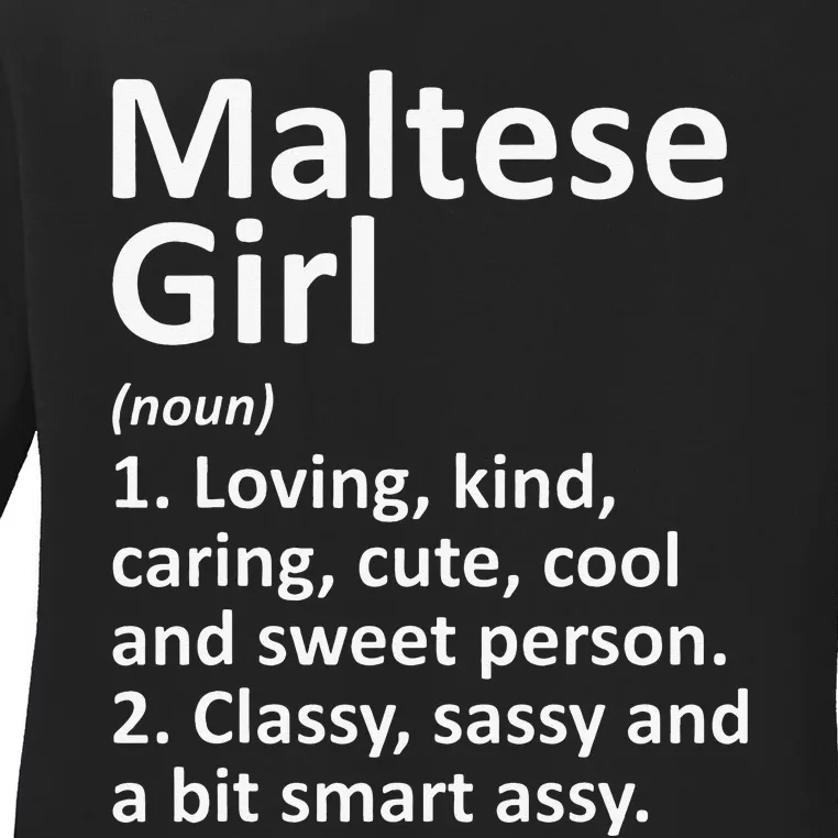 MALTESE GIRL MALTA Gift Funny Country Home Roots Descent Ladies Long Sleeve Shirt