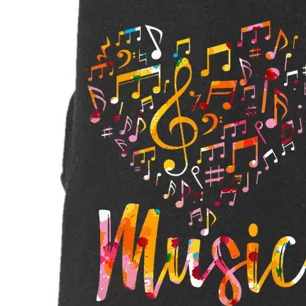 Musician Gift Musical Instrument Music Notes Treble Clef Doggie 3-End Fleece Hoodie