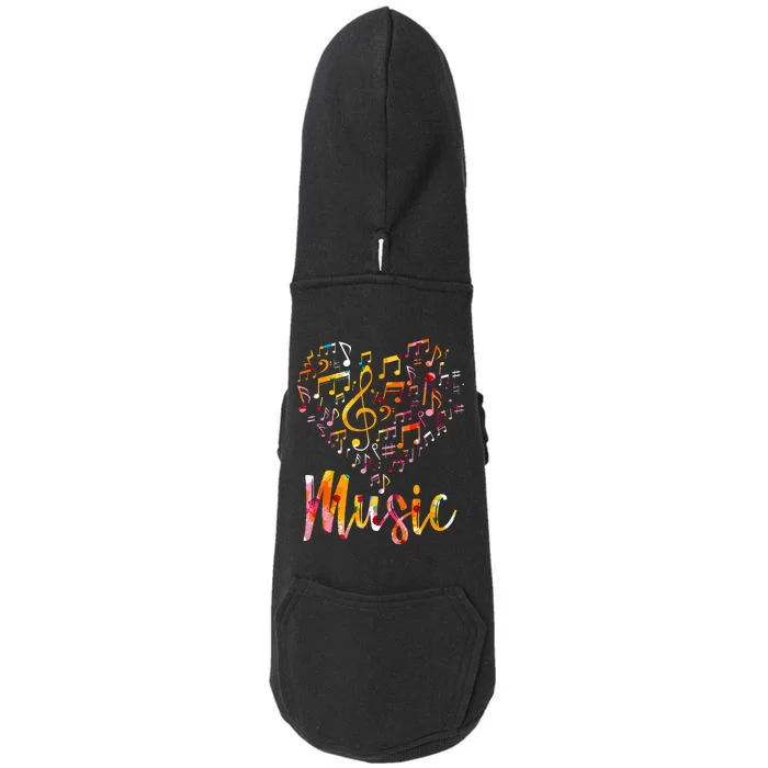 Musician Gift Musical Instrument Music Notes Treble Clef Doggie 3-End Fleece Hoodie