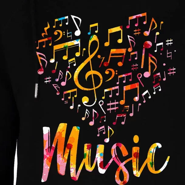 Musician Gift Musical Instrument Music Notes Treble Clef Womens Funnel Neck Pullover Hood