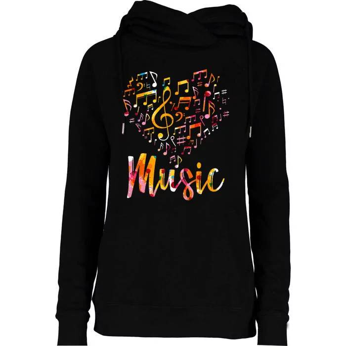 Musician Gift Musical Instrument Music Notes Treble Clef Womens Funnel Neck Pullover Hood