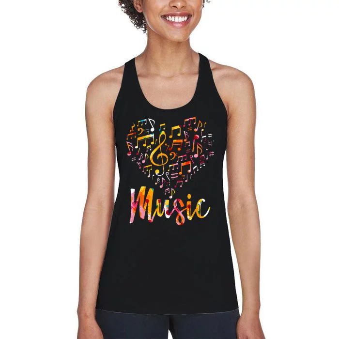 Musician Gift Musical Instrument Music Notes Treble Clef Women's Racerback Tank