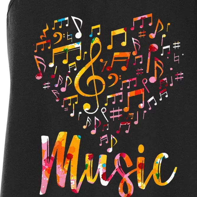 Musician Gift Musical Instrument Music Notes Treble Clef Women's Racerback Tank