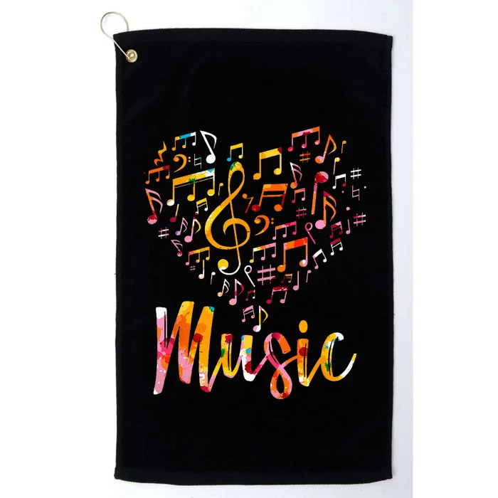 Musician Gift Musical Instrument Music Notes Treble Clef Platinum Collection Golf Towel