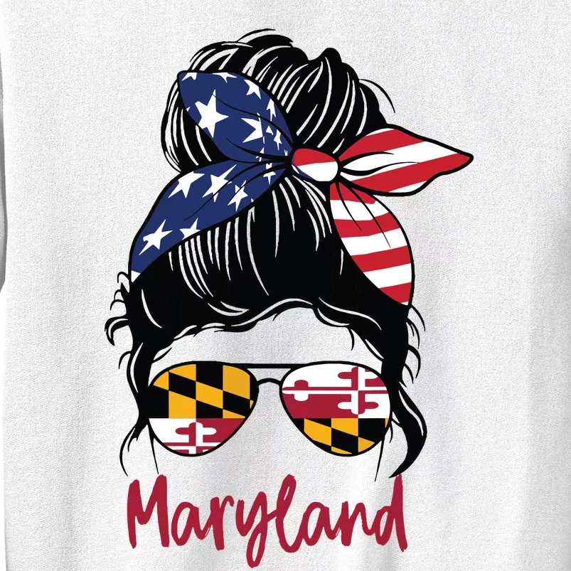 Maryland Girl Maryland Flag State Girlfriend Messy Bun Sweatshirt