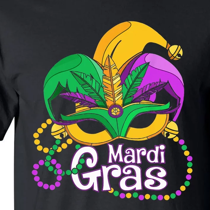 Mardi Gras Mardi Gras Beads Mask Feathers Tall T-Shirt