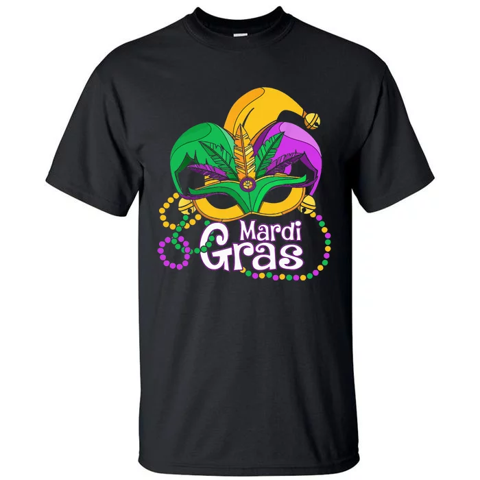 Mardi Gras Mardi Gras Beads Mask Feathers Tall T-Shirt