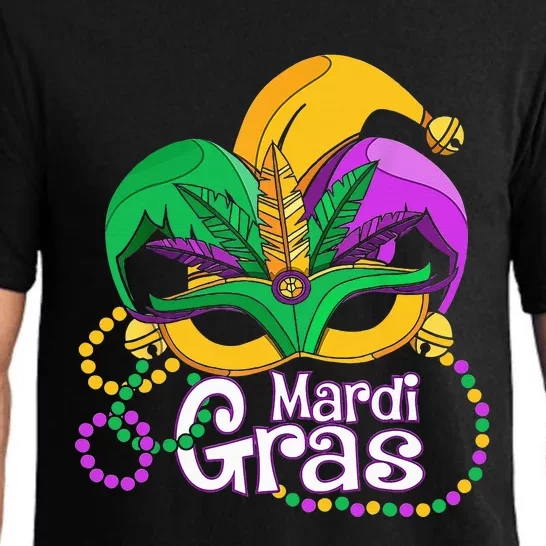 Mardi Gras Mardi Gras Beads Mask Feathers Pajama Set