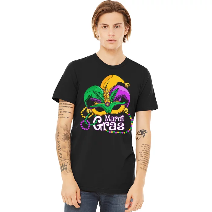 Mardi Gras Mardi Gras Beads Mask Feathers Premium T-Shirt