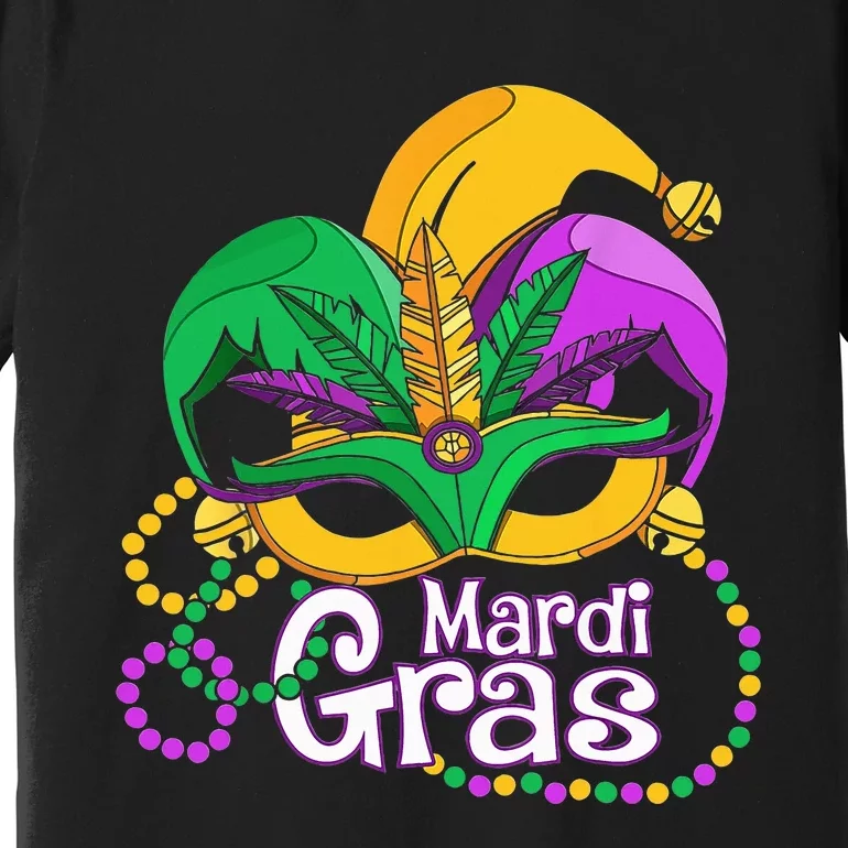 Mardi Gras Mardi Gras Beads Mask Feathers Premium T-Shirt