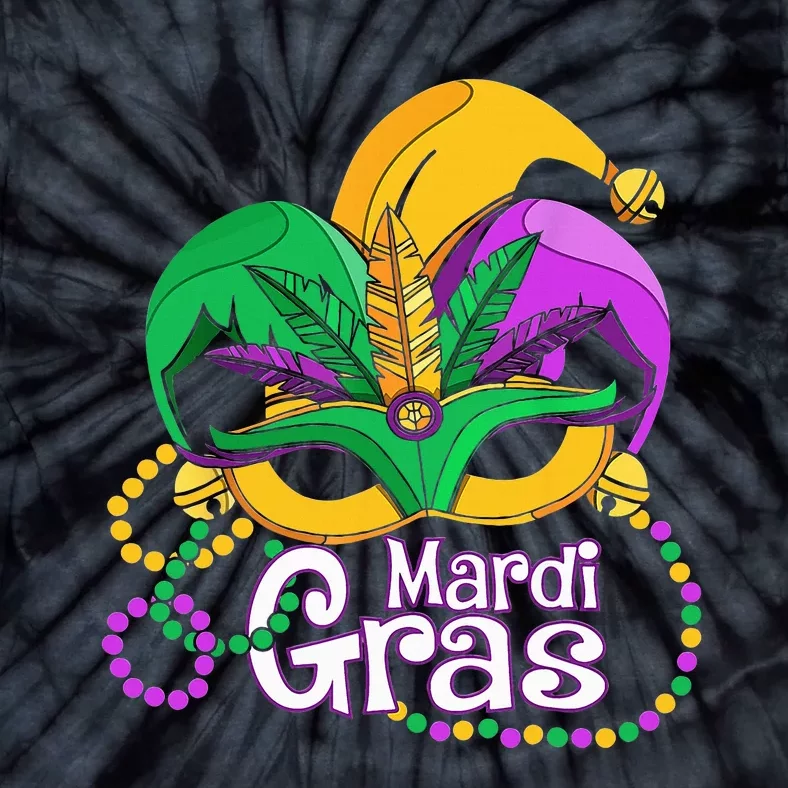 Mardi Gras Mardi Gras Beads Mask Feathers Tie-Dye T-Shirt