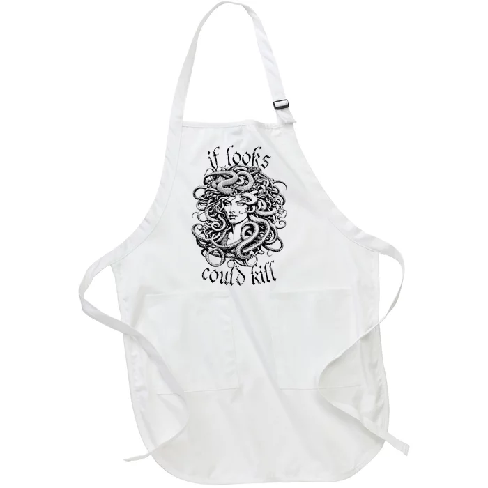 Medusa Greek Mythology Gorgon Pun Full-Length Apron With Pocket