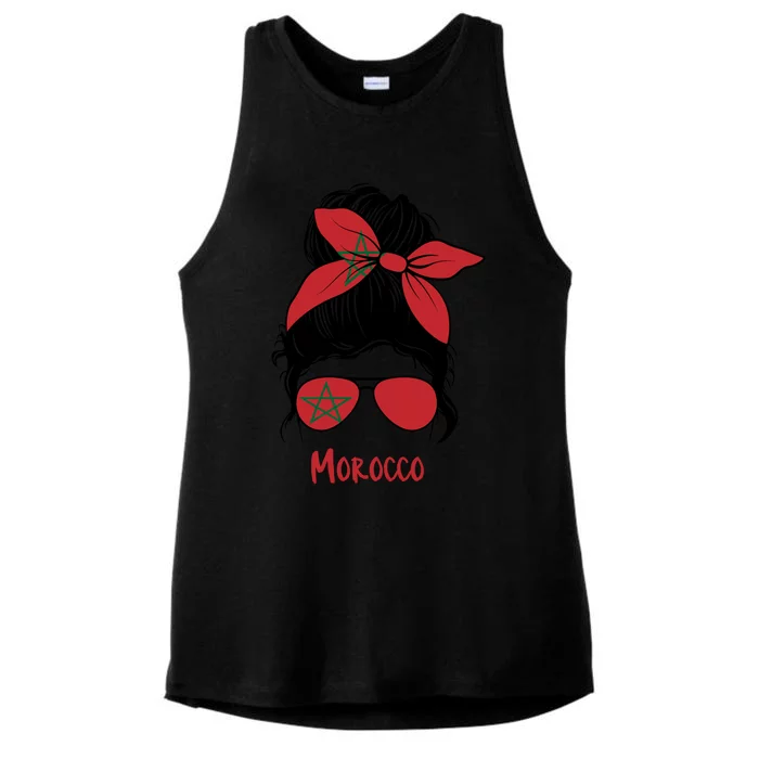 Morocco Girl Moroccan Girl Morocco Flag Gift Ladies Tri-Blend Wicking Tank