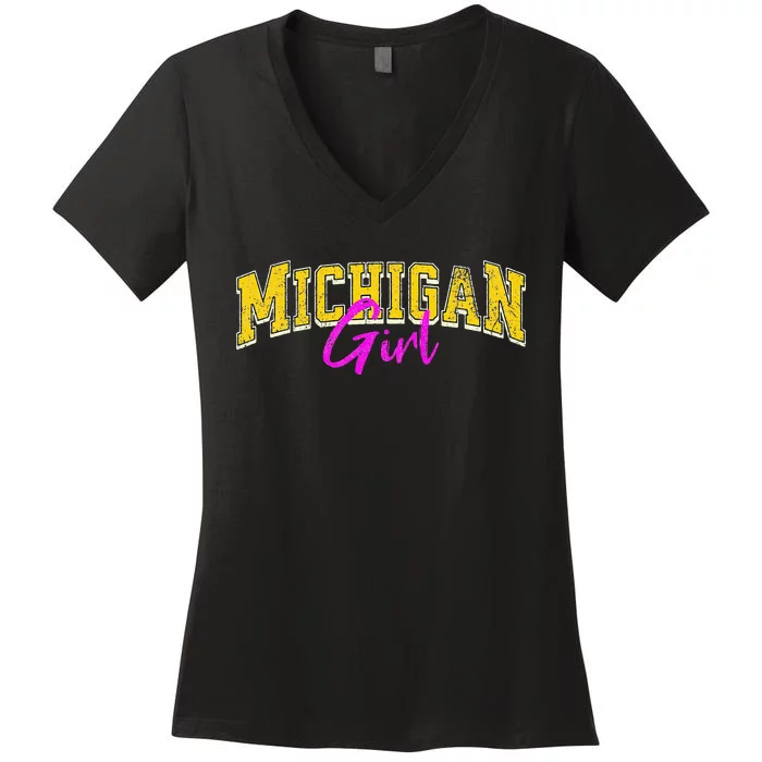 Michigan Girl Women's V-Neck T-Shirt