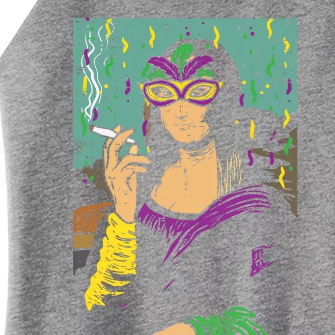 Mardi Gras Mona Lisa Smoking Weed Cannabis 420 Stoner Gift Great Gift Women’s Perfect Tri Rocker Tank