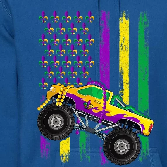 Mardi Gras Monster Truck Beads Flag Gift Cool Gift Premium Hoodie