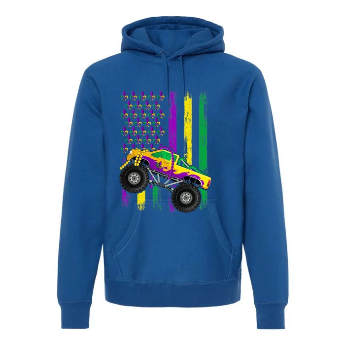 Mardi Gras Monster Truck Beads Flag Gift Cool Gift Premium Hoodie